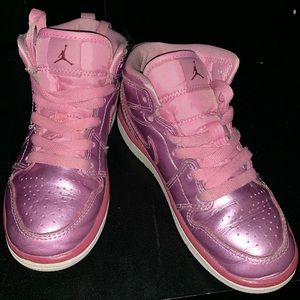 Girls Pink Jordan AJ 1 Mid size 12